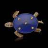 Vintage Cartier Blue Chalcedony Diamond Gold Turtle Brooch