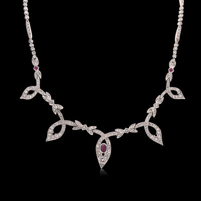 Platinum Diamond & Ruby Necklace