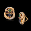 Modern David Webb Cabochon Ruby, Emerald, Sapphire, and Diamond Clip on Earrings