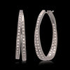 Double Hoop 18K White Gold & Diamond Earrings