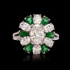Oscar Heyman Platinum, Diamond and Emerald Cluster Ring