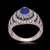 Vintage Platinum Cabochon Sapphire & Diamond Ring