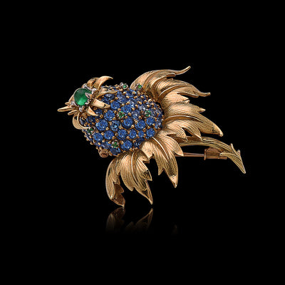 Vintage Tiffany - Schlumberger Blue Sapphire Thistle Pin & Brooch
