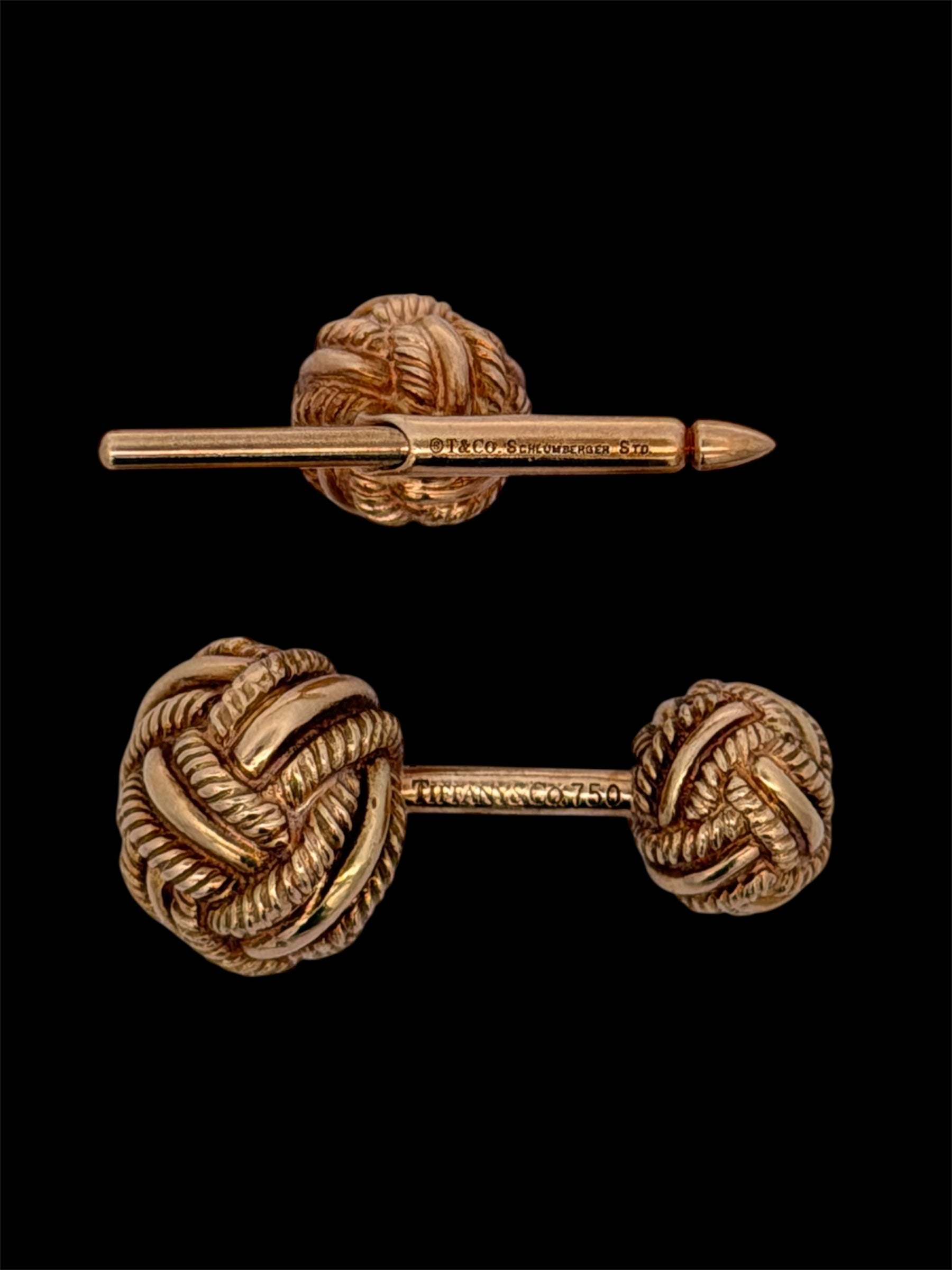 Tiffany & Co. Schlumberger 18K Gold Woven Knot Cufflinks and Studs Set