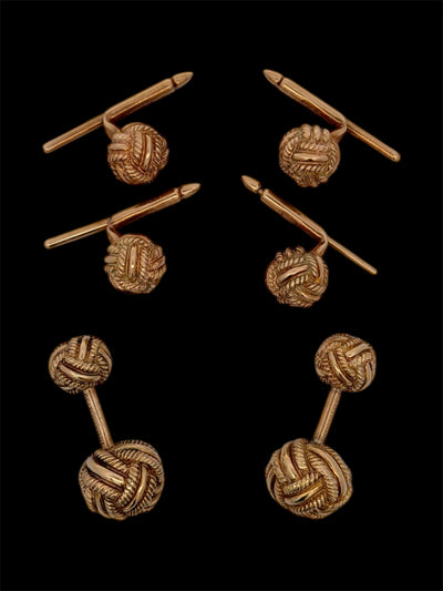 Tiffany & Co. Schlumberger 18K Gold Woven Knot Cufflinks and Studs Set
