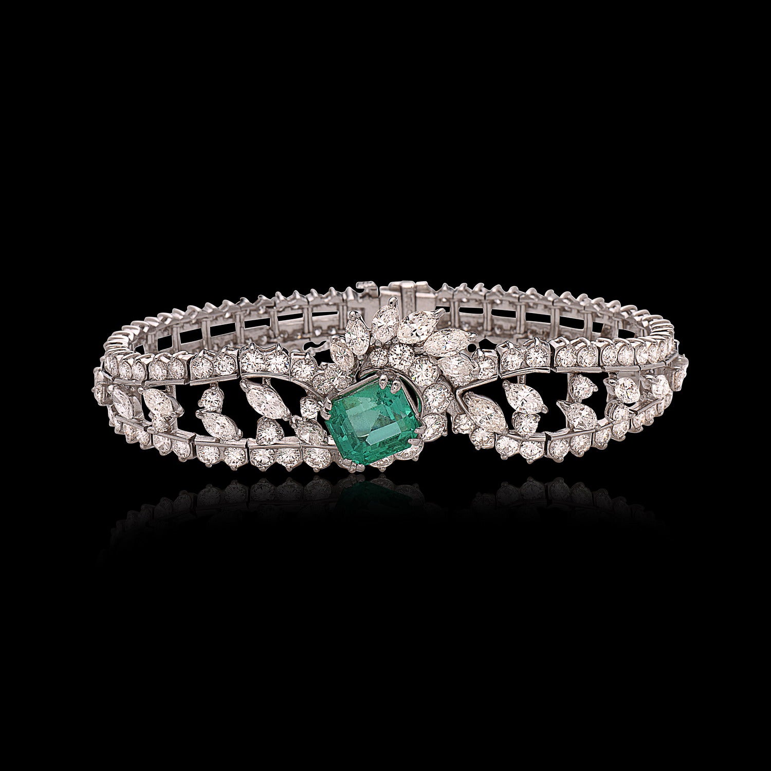 Art Deco Colombian Emerald and Diamond Bracelet