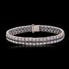 Sapphire & Diamond 3-Row Line Platinum Bracelet