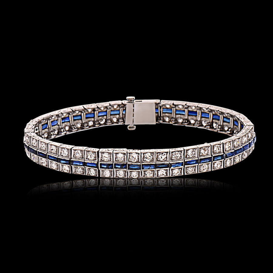 Luxurious Sapphire & Diamond 3-Row Bracelet