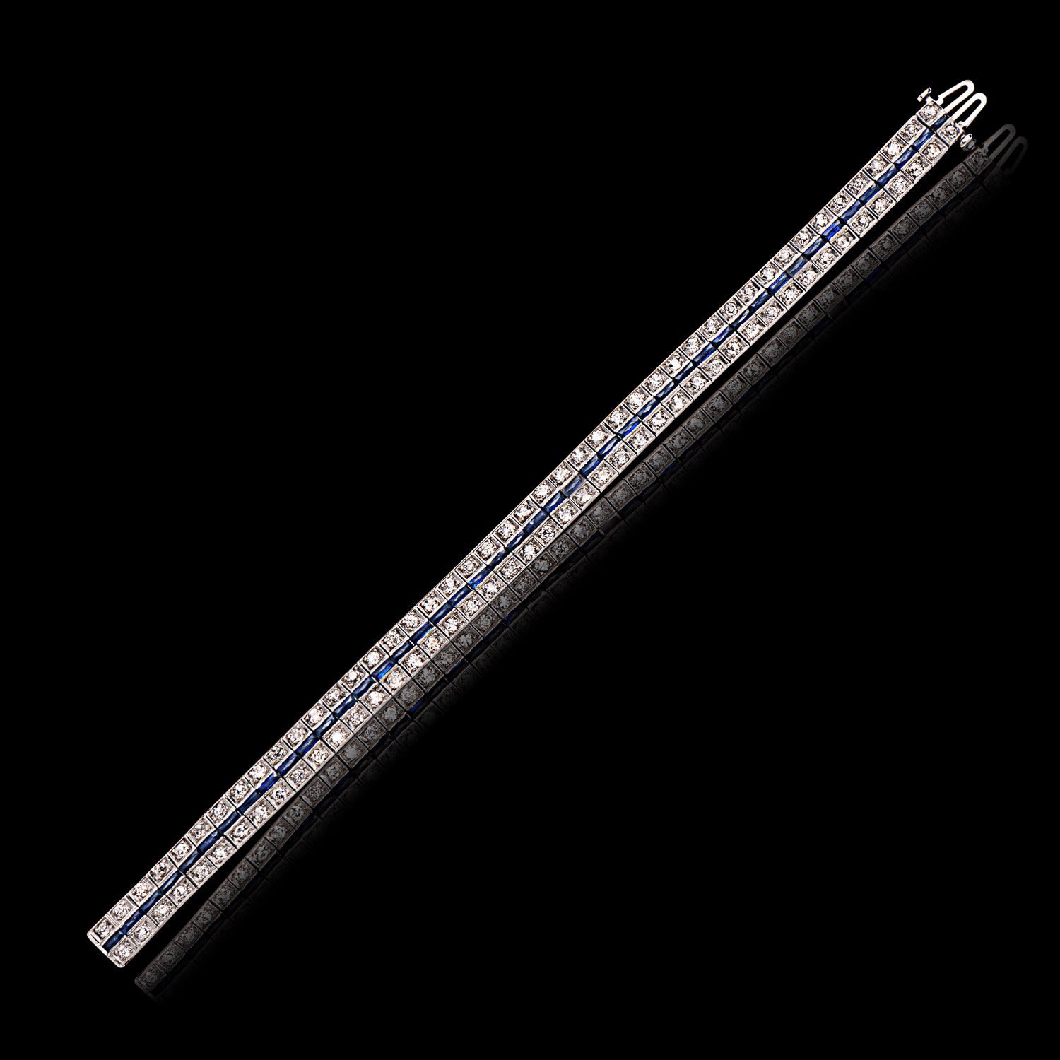 Luxurious Sapphire & Diamond 3-Row Bracelet