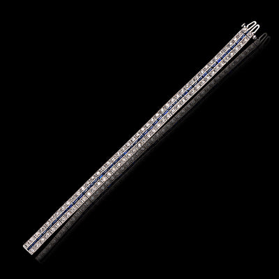 Sapphire & Diamond 3-Row Line Platinum Bracelet