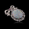 Antique opal, diamond & Ruby Platinum Brooch