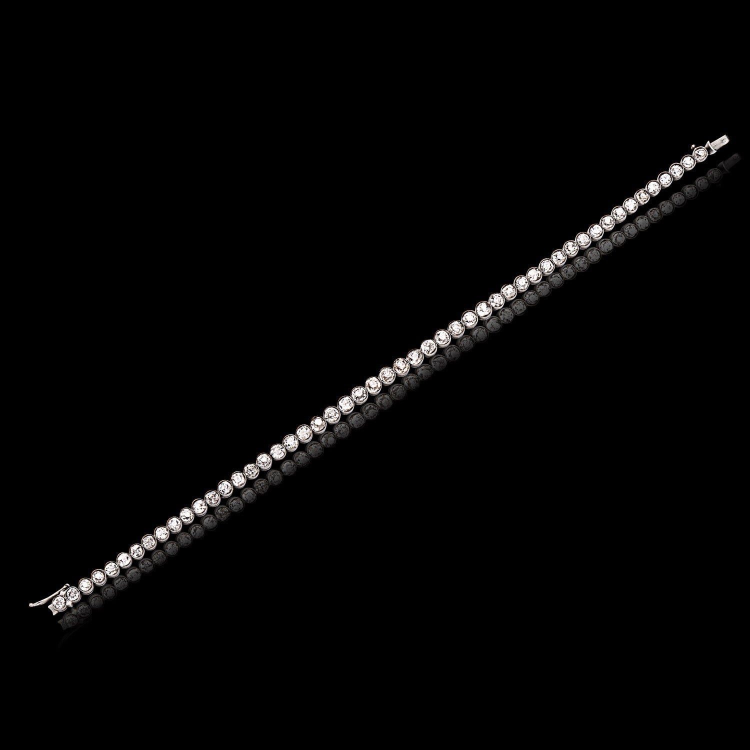 Platinum Bezel-Set Diamond Line Bracelet