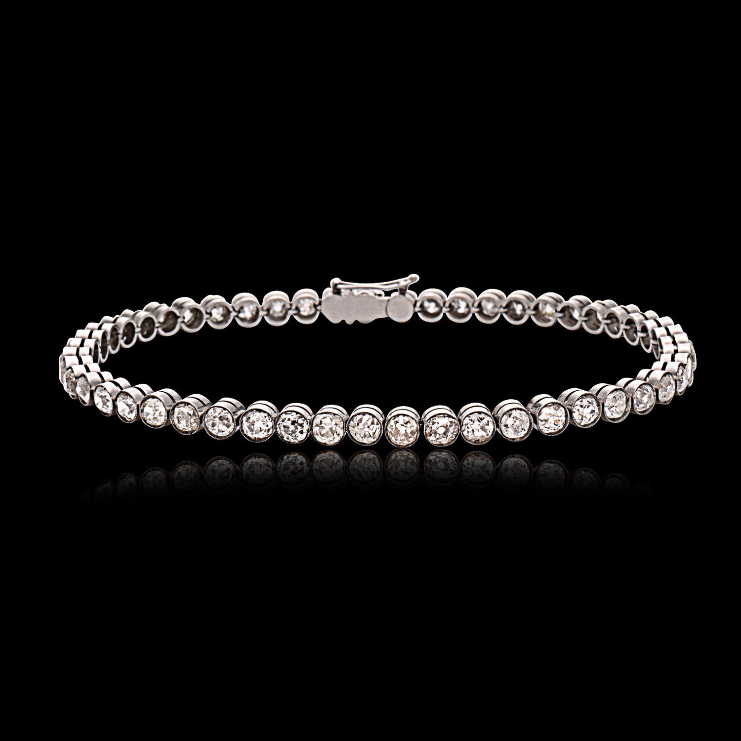 Platinum Bezel-Set Diamond Line Bracelet