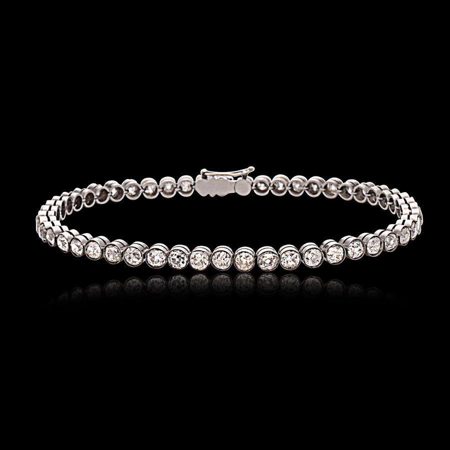 Platinum Bezel-Set Diamond Line Bracelet