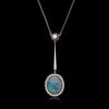 14k Gold & Silver Diamond and Opal (Man made) Necklace