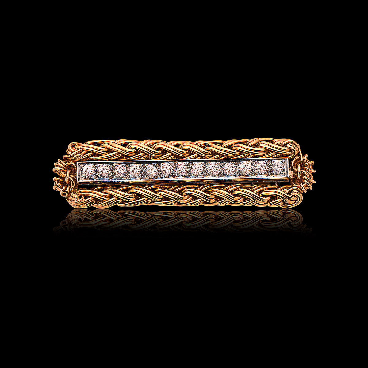 Oscar Heyman Vintage Diamond & Gold Tie Bar Pin