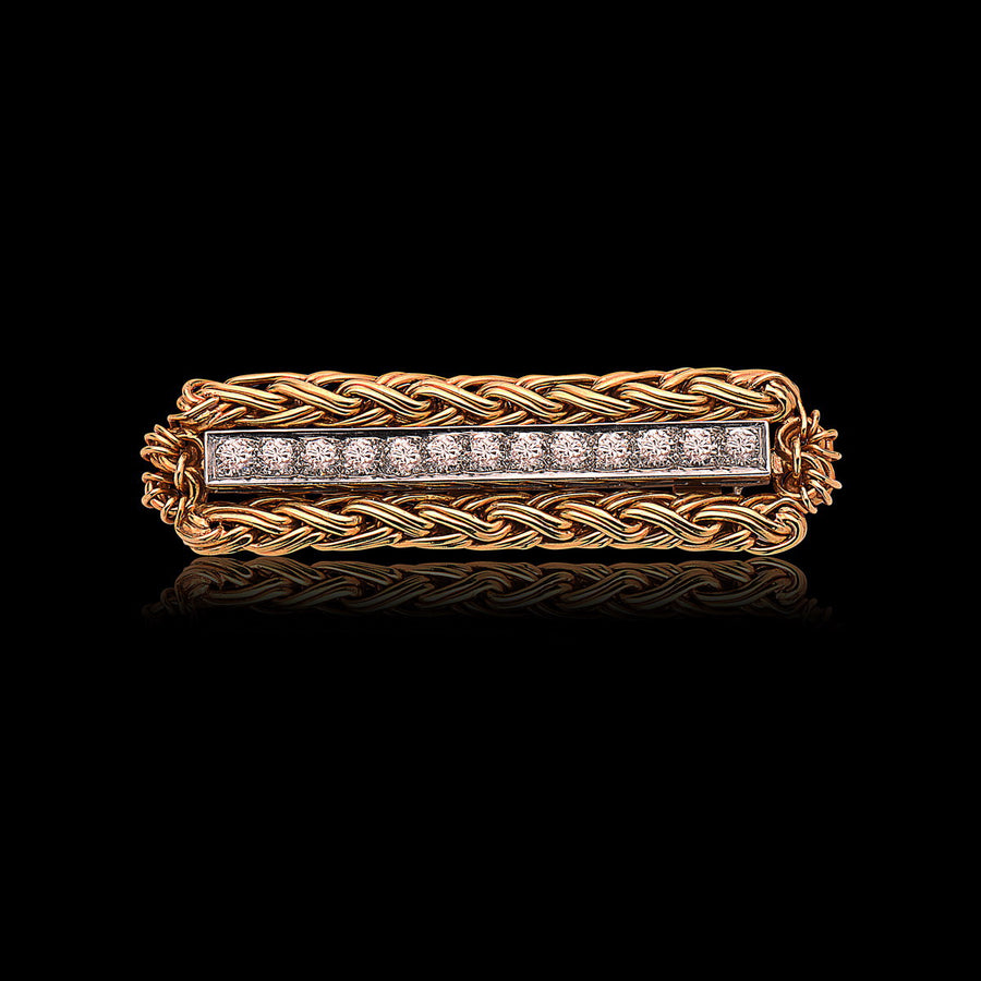 Oscar Heyman Vintage Diamond & Gold Tie Bar Pin
