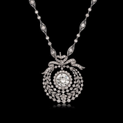 Edwardian Diamond & Platinum filigree Necklace