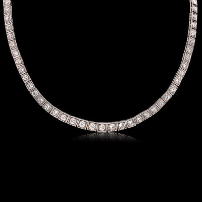Art Deco Platinum Diamond Line Necklace