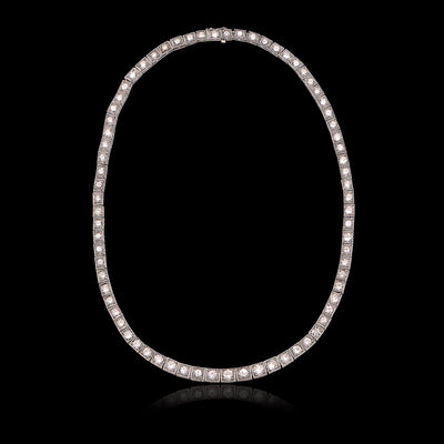 Art Deco Platinum Diamond Line Necklace