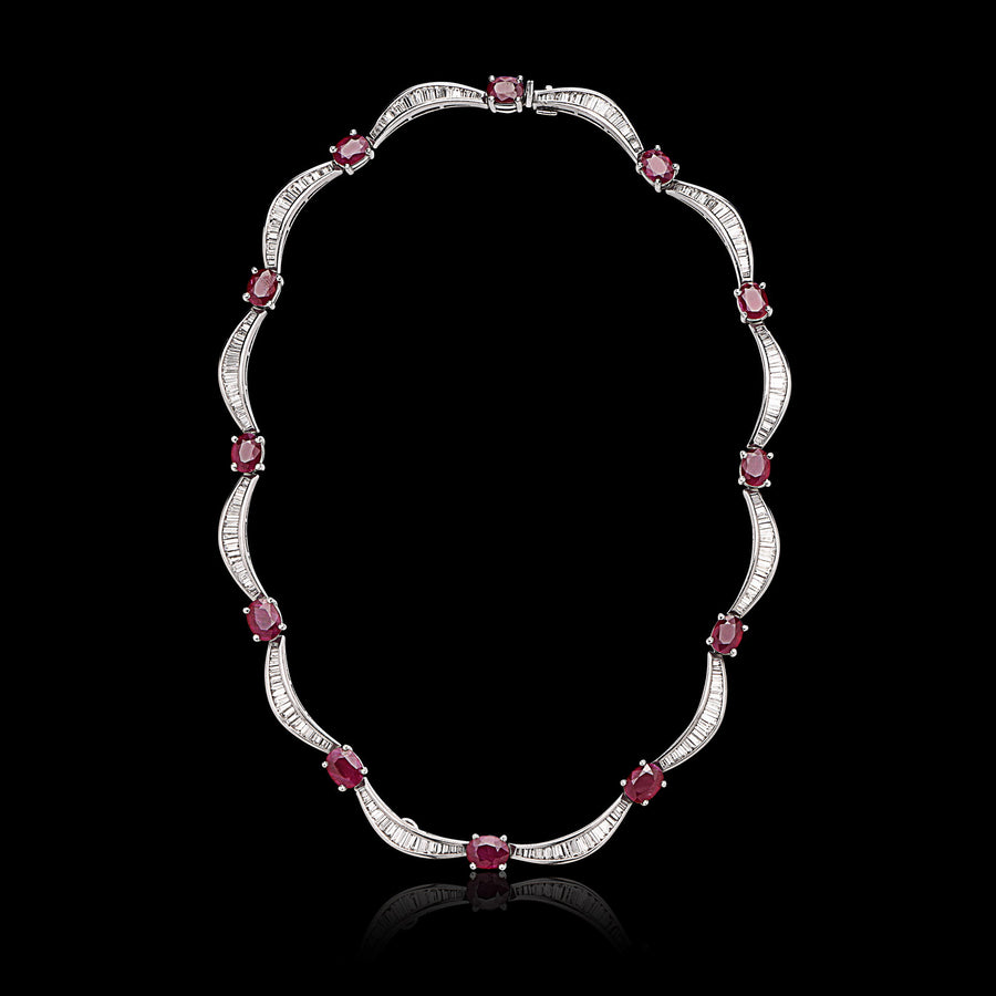 Platinum Diamond & Ruby Necklace