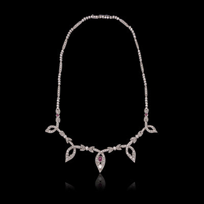 Platinum Diamond & Ruby Necklace