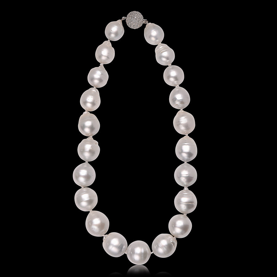 White Gold Necklace with Cultured Pearl & Diamonds (18K)