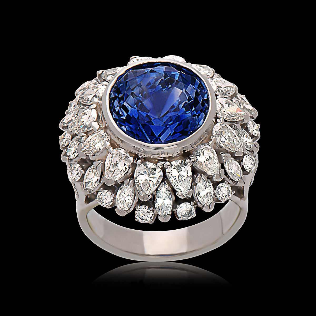 Platinum Diamond & Sapphire Ring