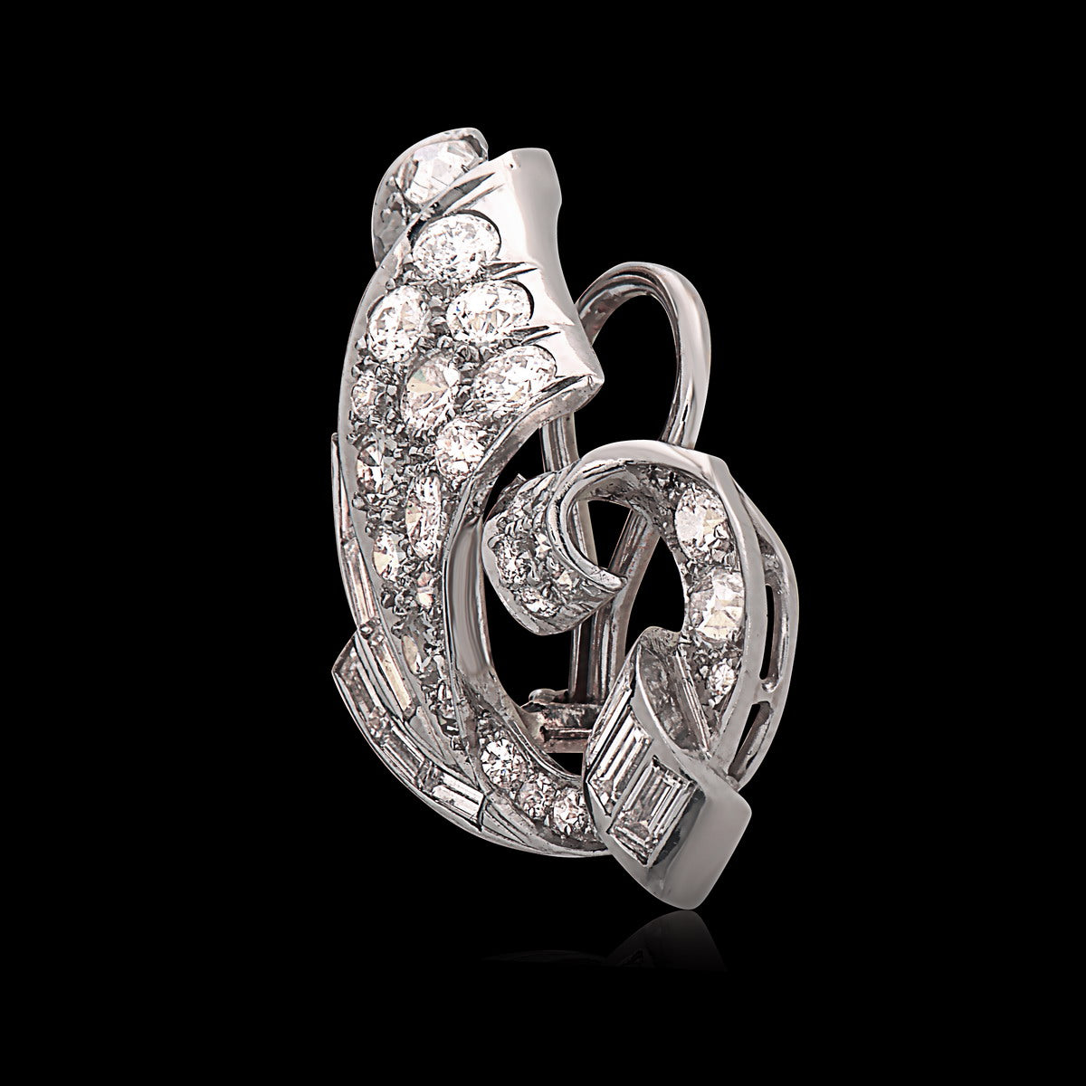 Platinum Diamond Floral Design Earrings