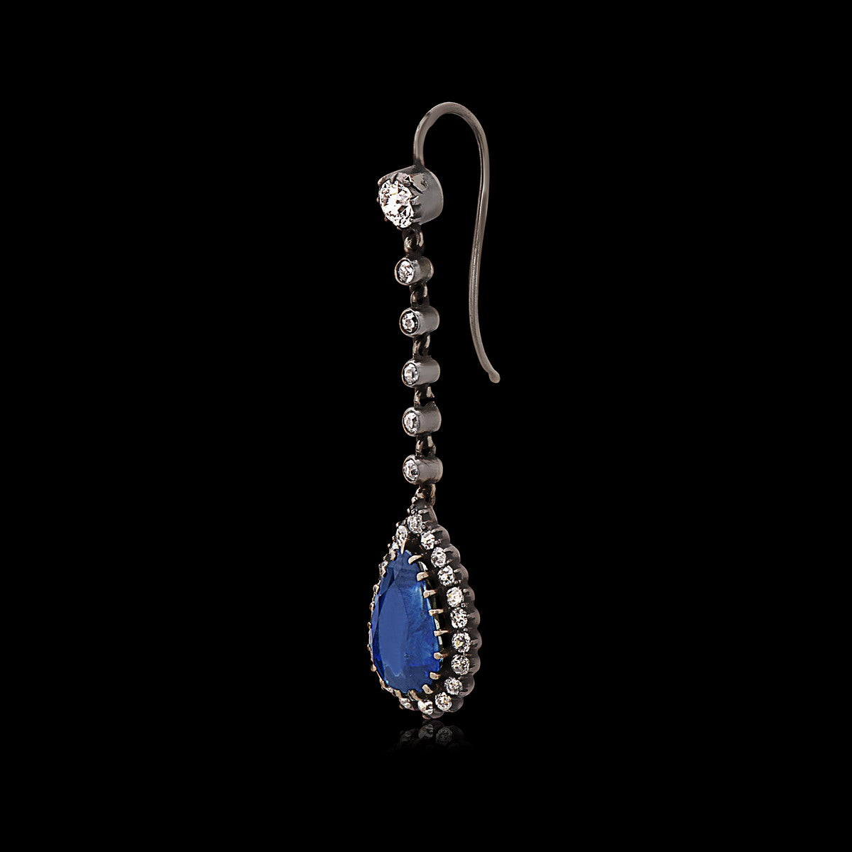 Victorian Diamond & Sapphire Drop Earrings