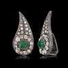Art Deco Platinum Diamond & Emerald Milgrain Earrings