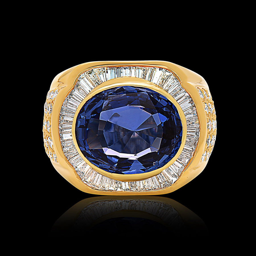 Blue Sapphire & Diamond Ring