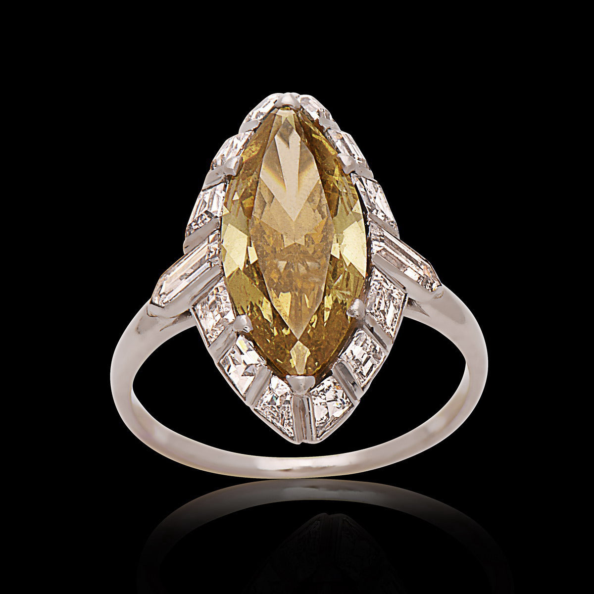 Fancy Yellow Marquise Halo Ring