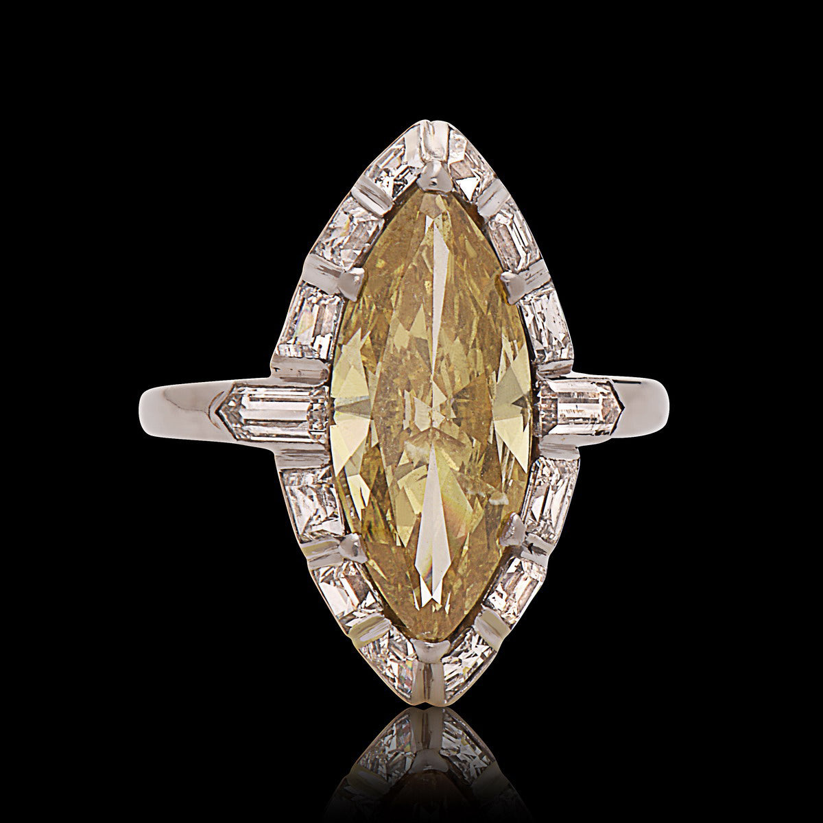 Fancy Yellow Marquise Halo Ring