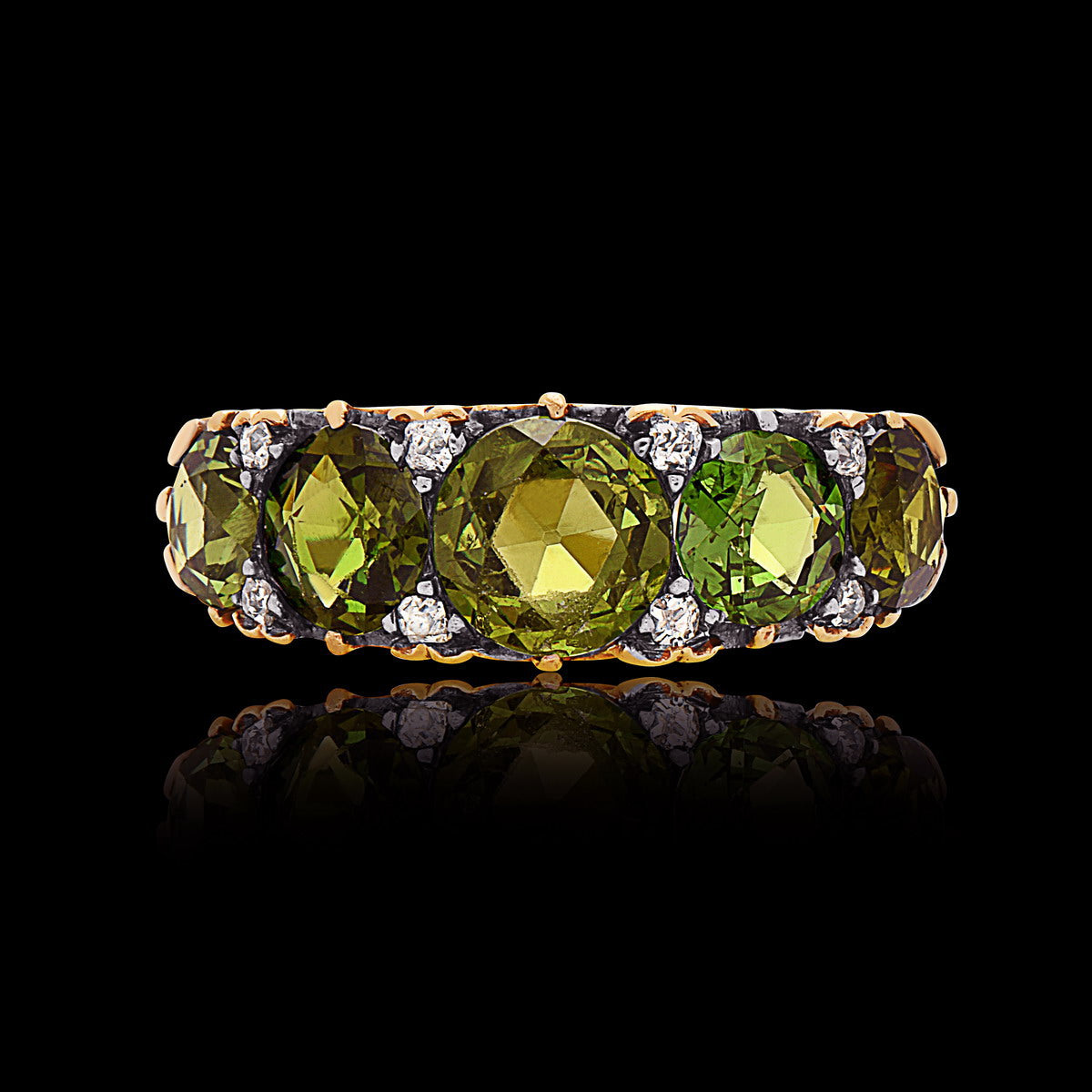 Victorian Gold Ring with Demantoid Garnet & Diamond