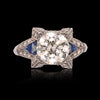 Art Deco Platinum Diamond & Blue Sapphire Ring
