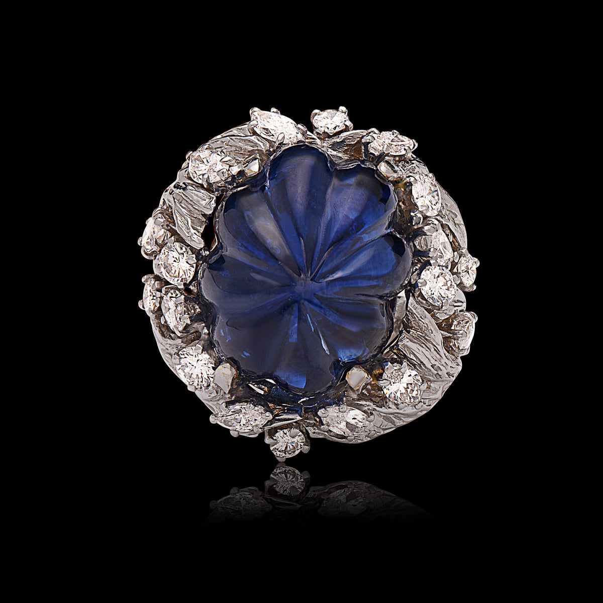 Sapphire Cabochon & Diamond Ring