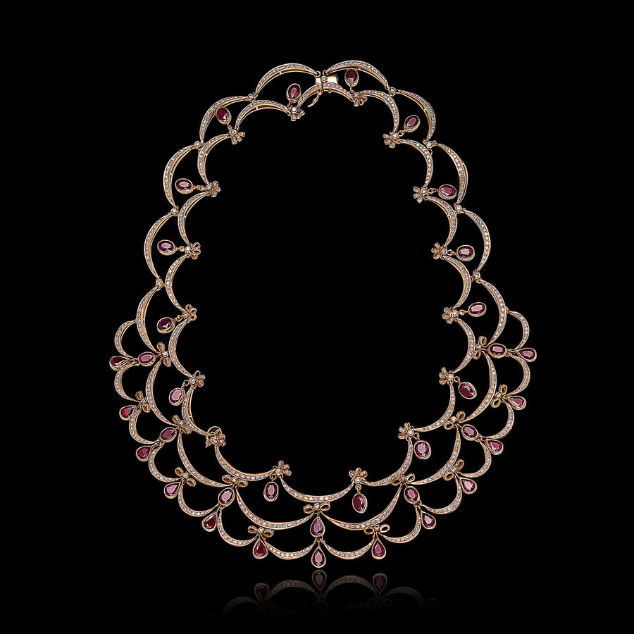 louis vuitton high jewelry pink sapphire and diamond necklace