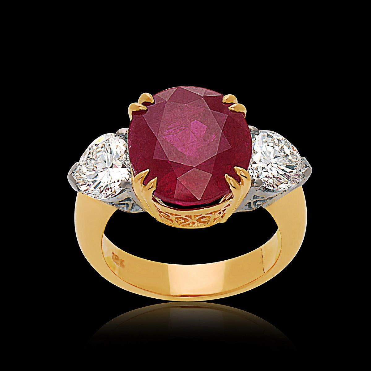 Burma Ruby & Diamond 18K Two-Tone Gold Ring