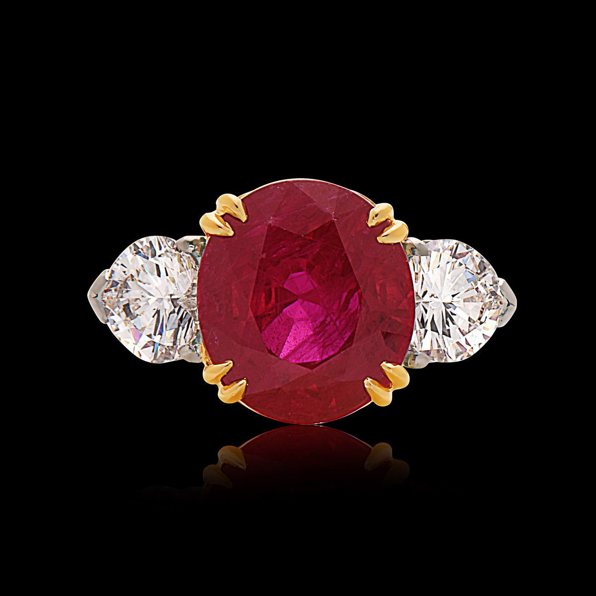 Burma Ruby & Diamond 18K Two-Tone Gold Ring