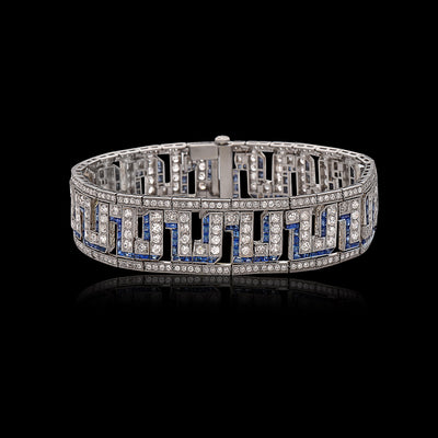 Art Deco Diamond & Sapphire Platinum Bracelet