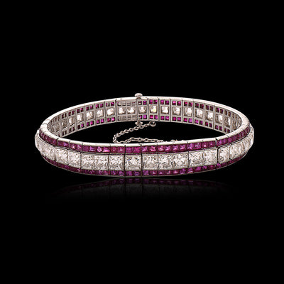 Tiffany Co Art Deco Platinum Ruby and Diamond Bracelet