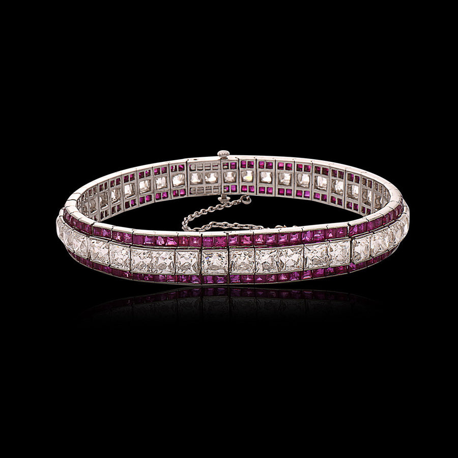 Tiffany & Co Art Deco Platinum Ruby and Diamond Bracelet