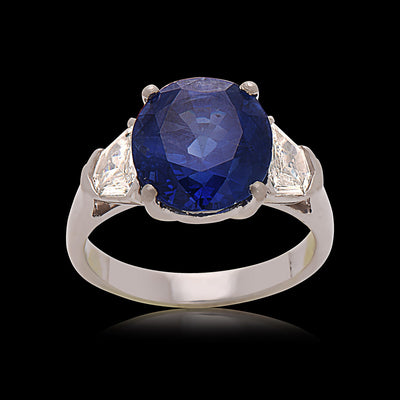 Burma Blue Sapphire and diamond Platinum Ring