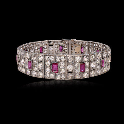 Art Deco Ruby & Diamond Platinum Bracelet