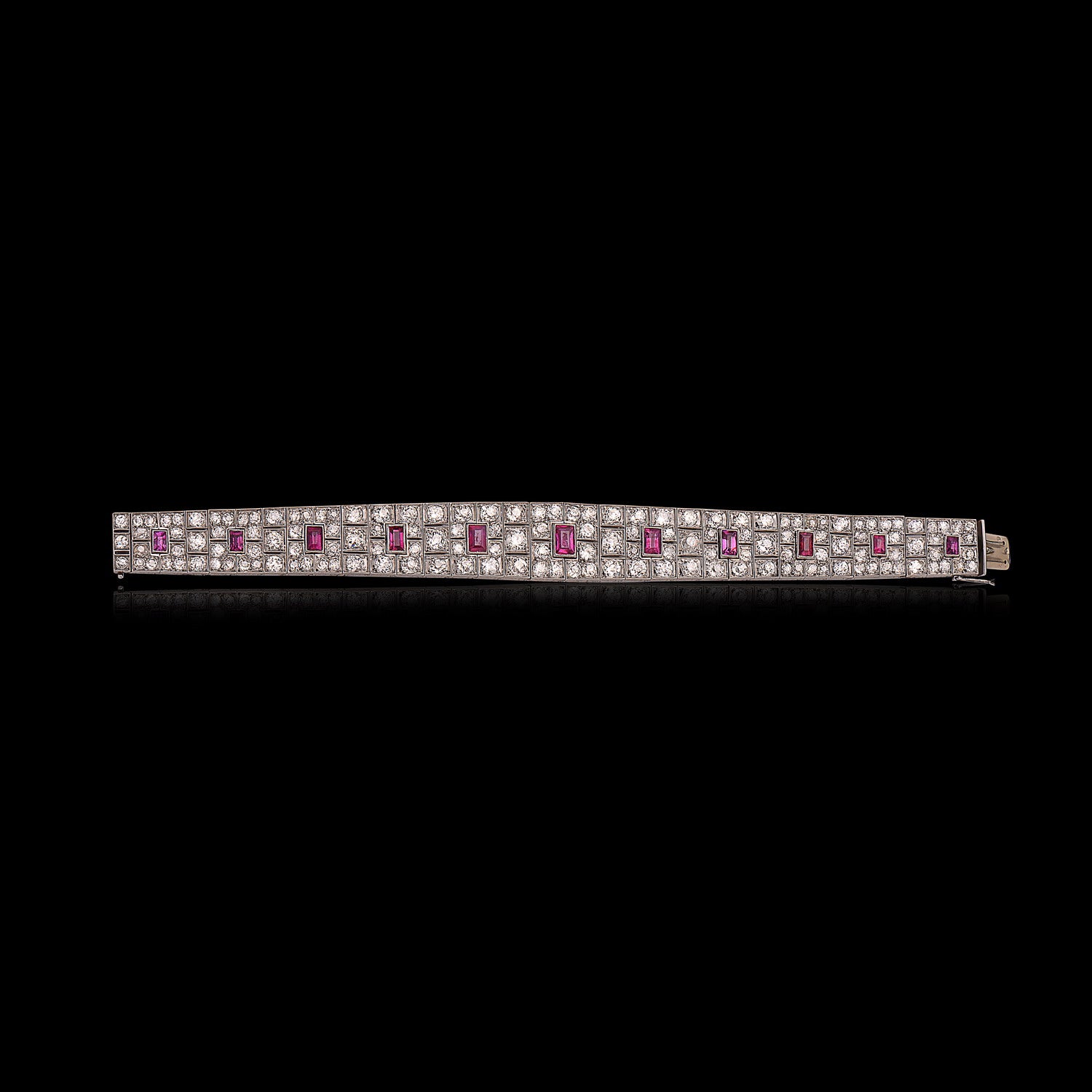 Art Deco Ruby & Diamond Platinum Bracelet