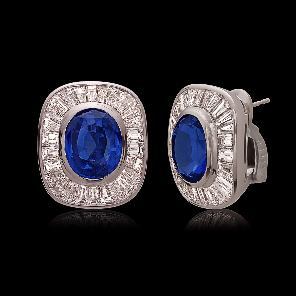 Marina B. No Heat Oval Sapphire & Diamond Earrings