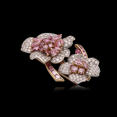Sabbadini Pink Diamond Flower Brooch