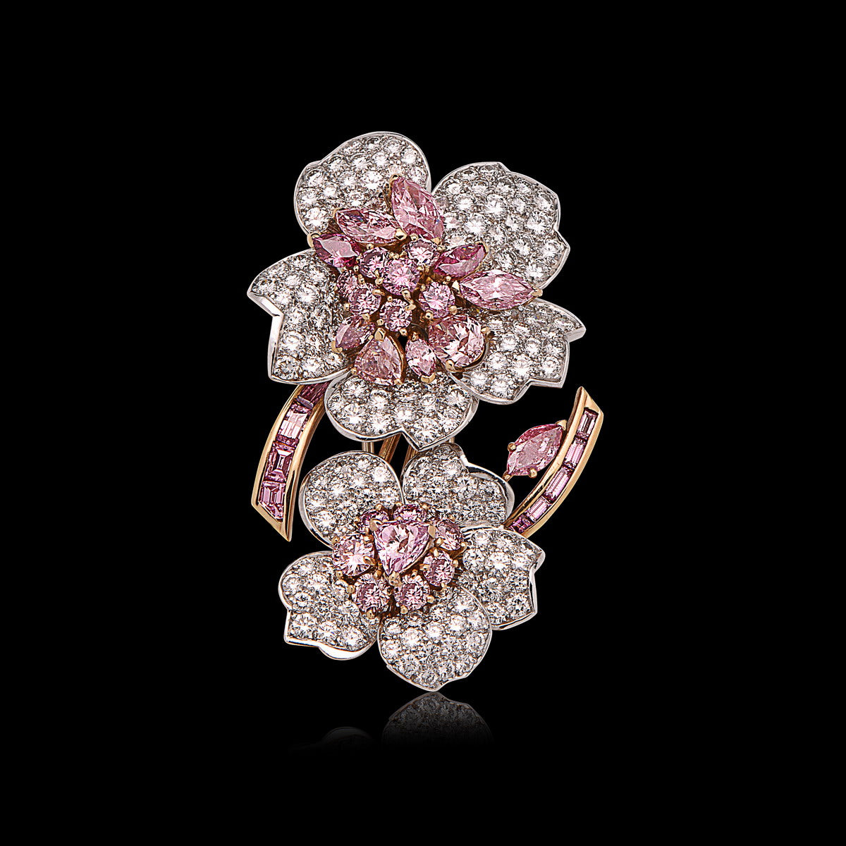 Sabbadini Pink Diamond Blossom Brooch