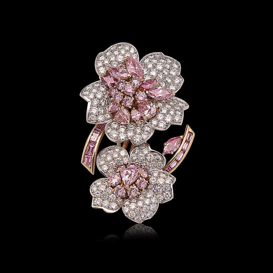 Sabbadini Pink Diamond Blossom Brooch